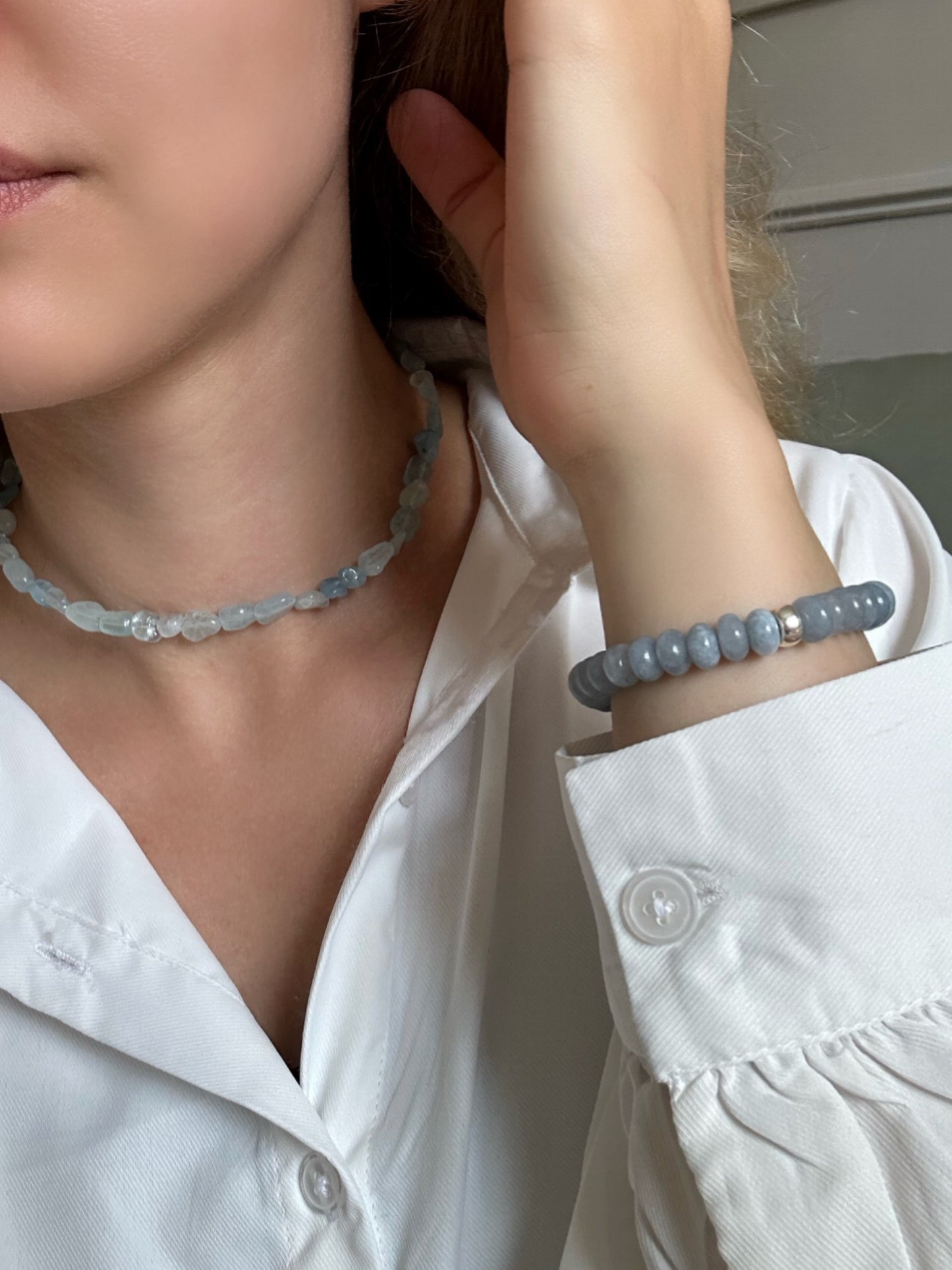 Aquamarine rondelle bracelet