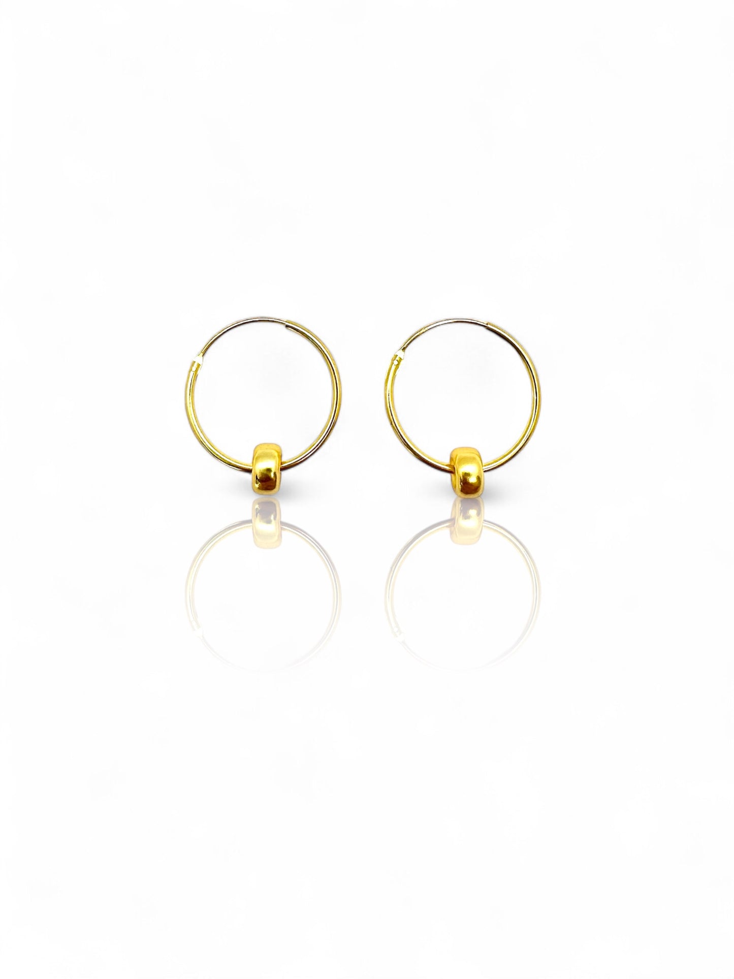 Gold plated sterling silver nugget hoop earrings