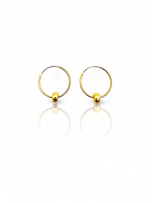 Gold plated sterling silver nugget hoop earrings