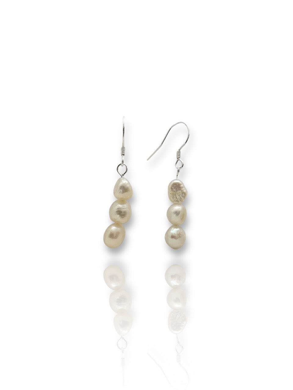 Three baroque pearl drop hook earrings