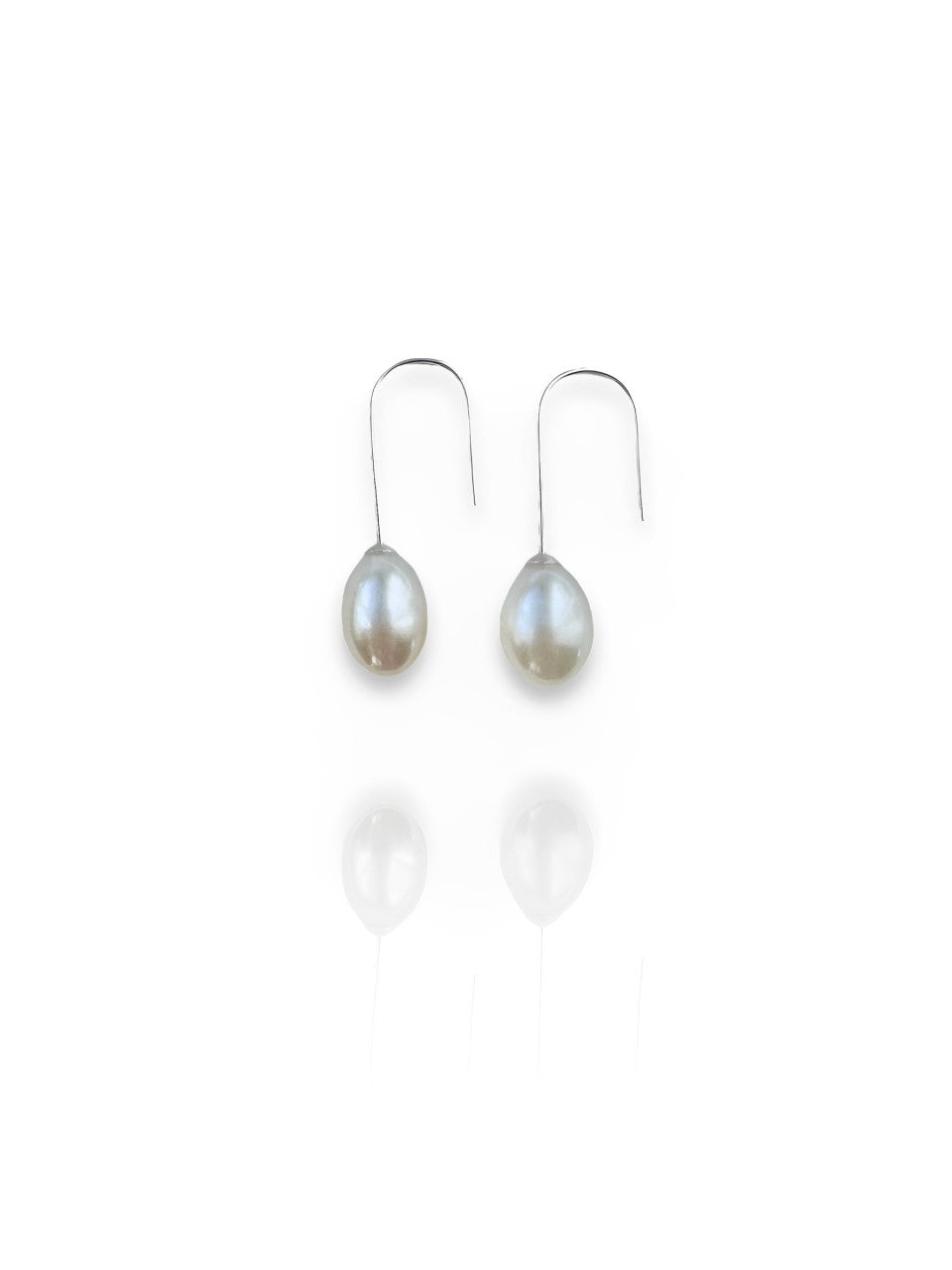 Pearl wire hook sterling silver earrings