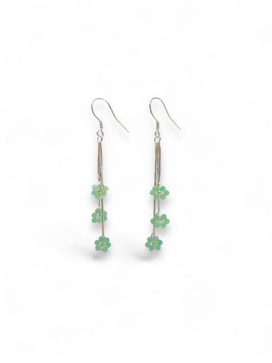 Emerald blossom cascade
 sterling silver earrings