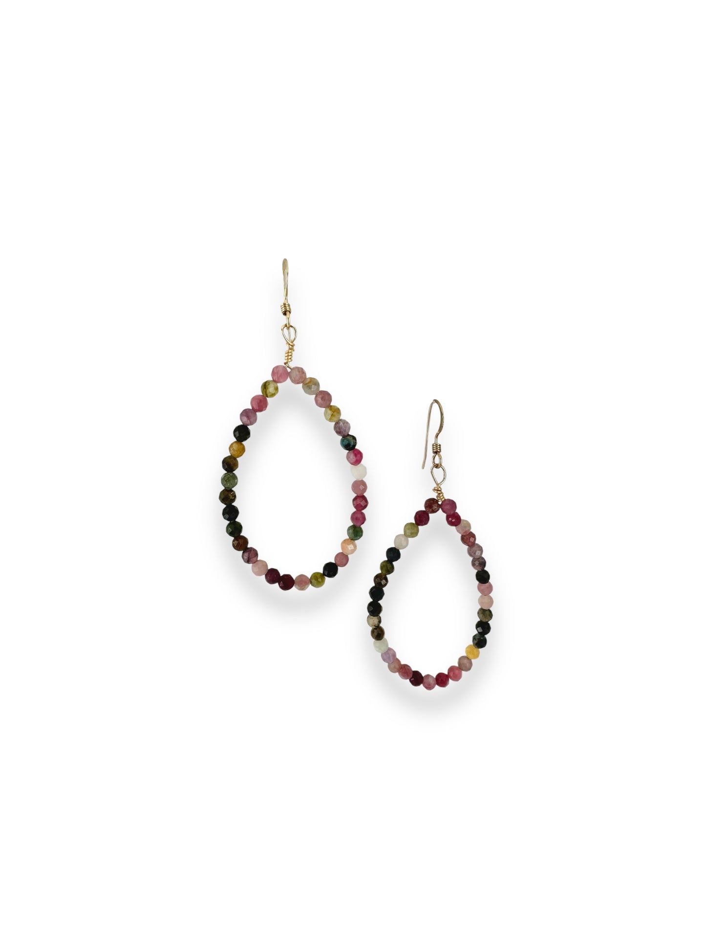 Multicolour tourmaline hook gold filled earrings