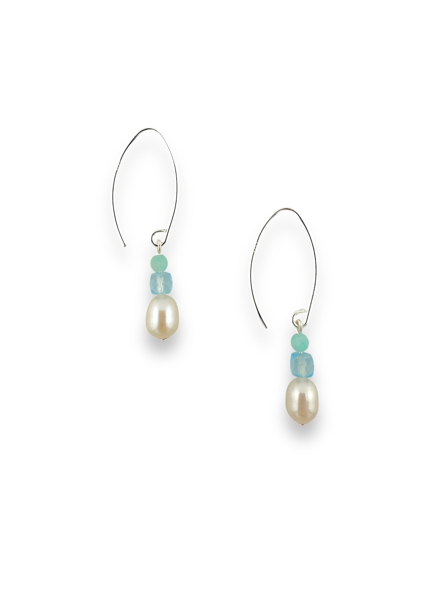 Pearl, topaz and amazonite earrings