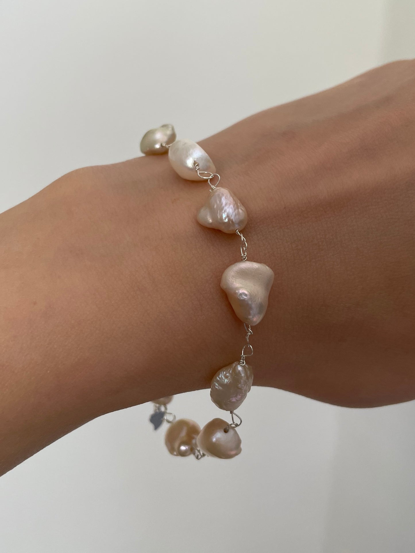 Pink keshi pearl bracelet