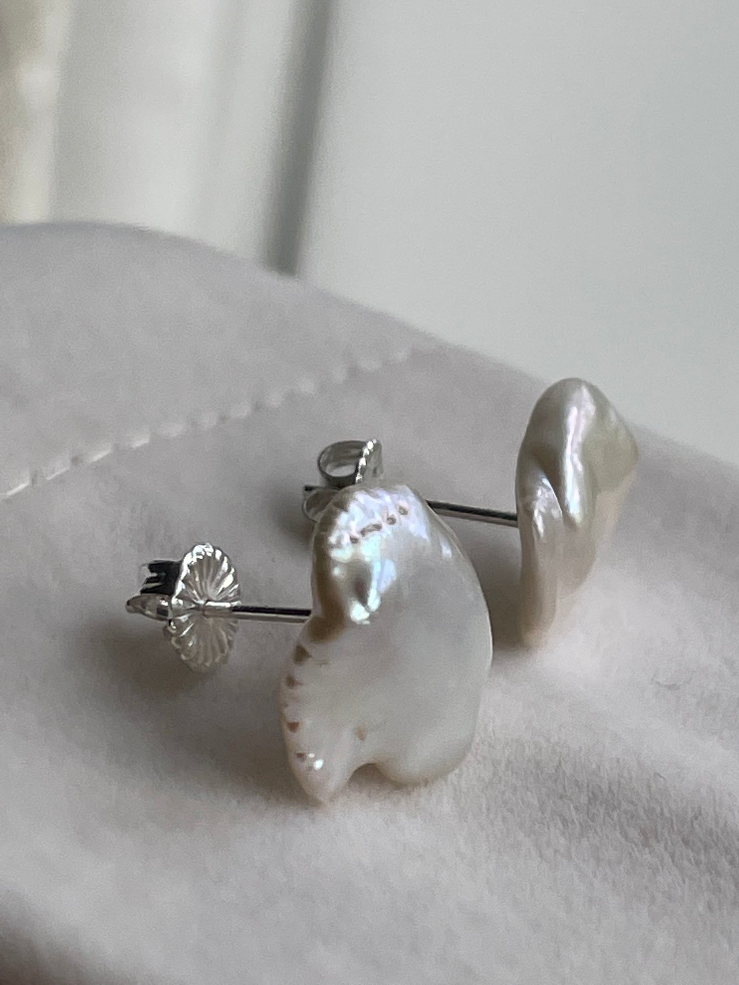 Keshi pearl sterling silver stud earrings